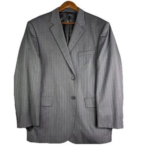 42S Allyn St. George Wool Sport Coat Men's Gray Striped 2 Button Blazer